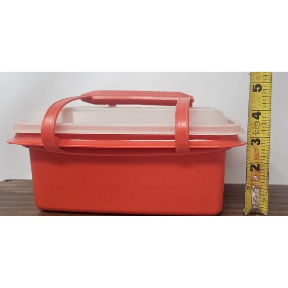 Tupperware Pack N Carry Lunch Box Set Vintage Paprika Red #1254-3 - Picture 13 of 16